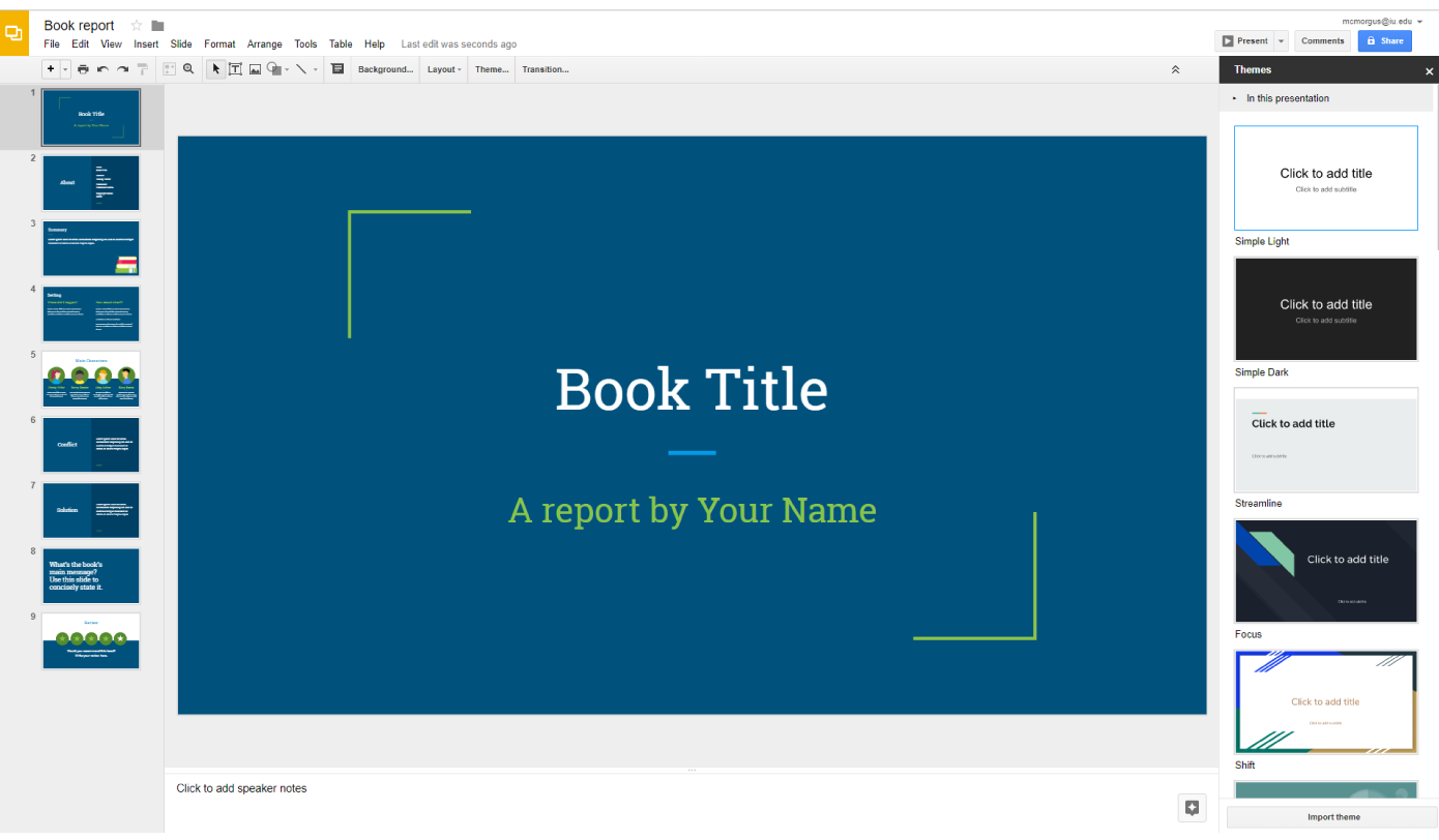 Image of an individual slide in a Google Slides presentation.